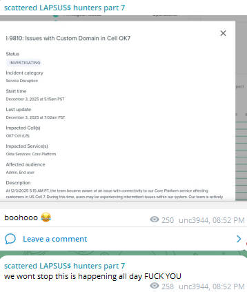 分散的LAPSUS$猎人7.0目标Okta