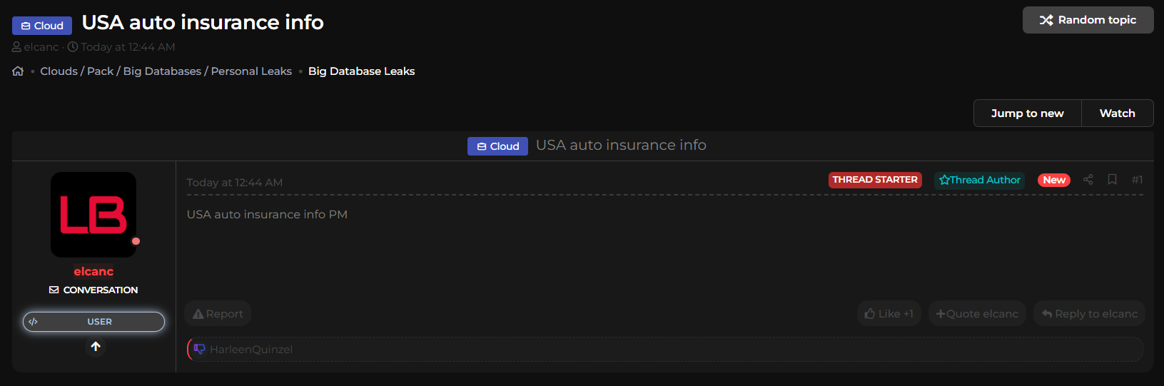 美国汽车Insurance涉嫌数据泄露