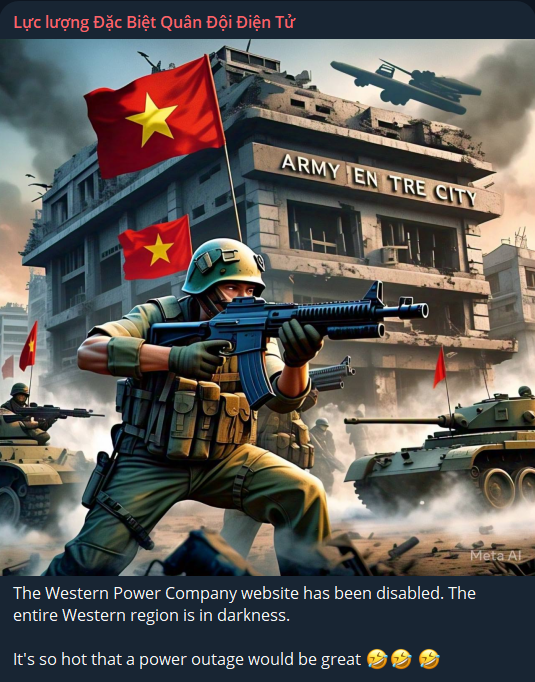 Electronic Army Special Forces瞄准南方Power公司(EVNSPC)网站