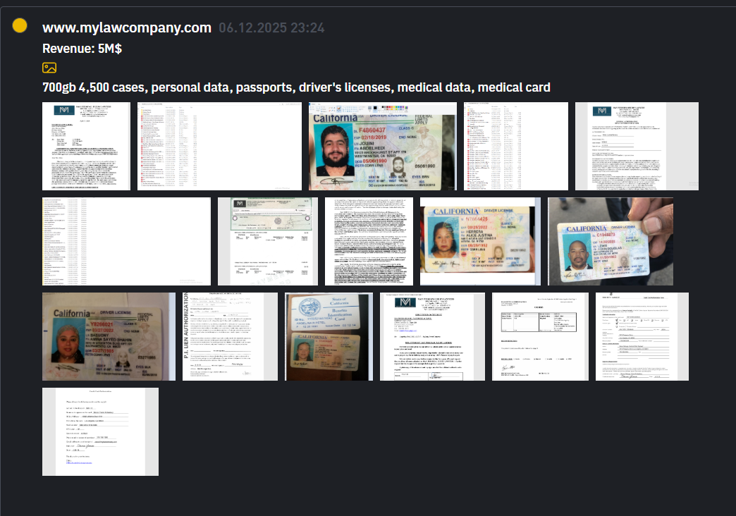 M&Y人身伤害律师成为INC RANSOM勒索软件的受害者