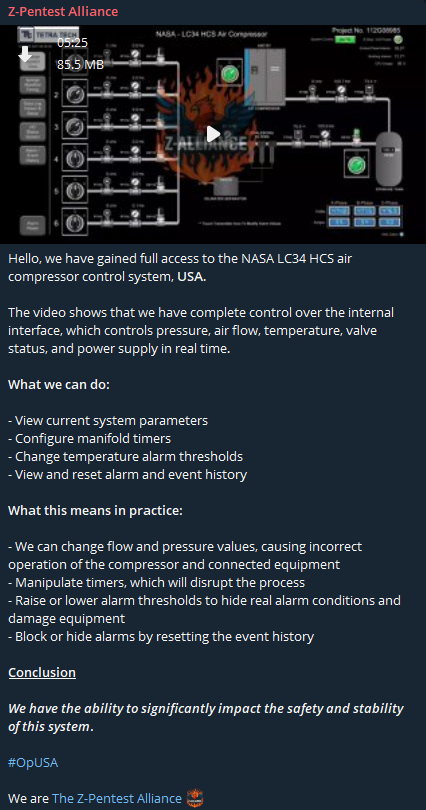涉嫌未经授权访问NASA LC-34 HCS System