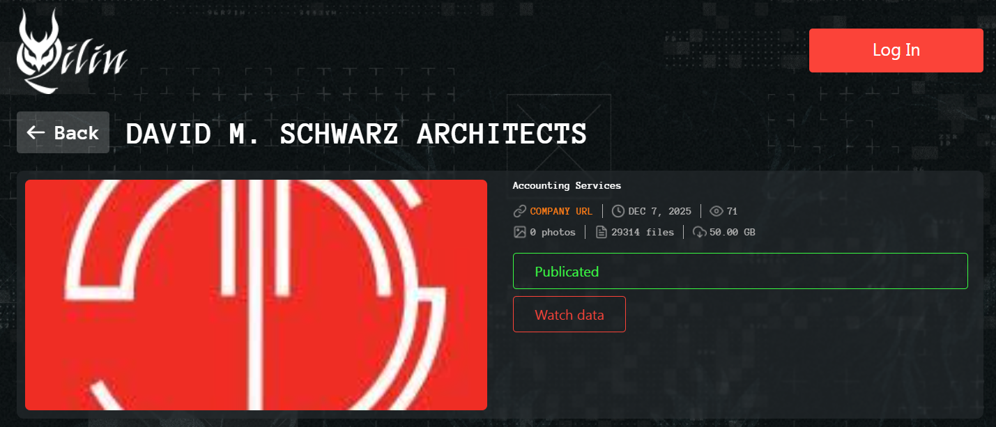 David M.Schwarz Architects和Inc.成为Qilin勒索软件的受害者