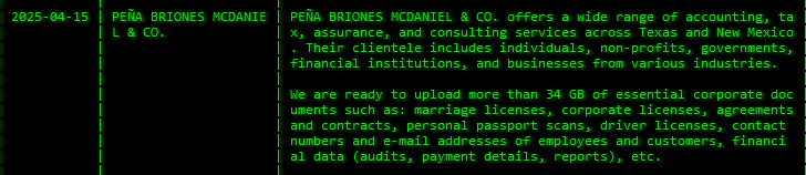 Peña Briones McDaniel&Co.成为Akira勒索软件的受害者