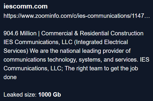 IES Communications成为CHAOS勒索软件的受害者