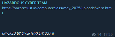 危险CYBER小组瞄准BNRPRR Trust网站