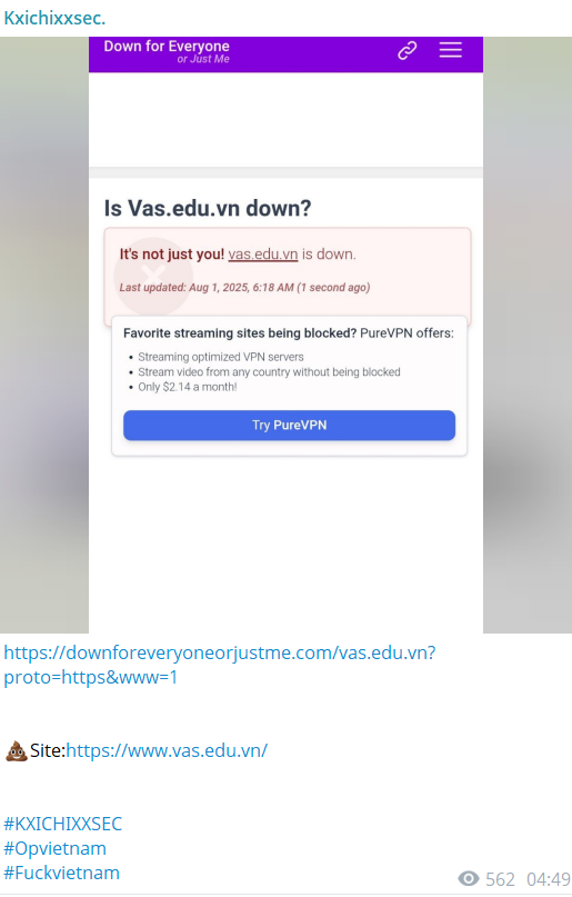 Kxichixxsec针对越南澳大利亚国际学校网站