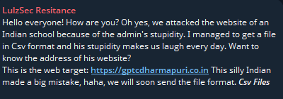据称对Dharmapuri政府理工学院进行数据外泄