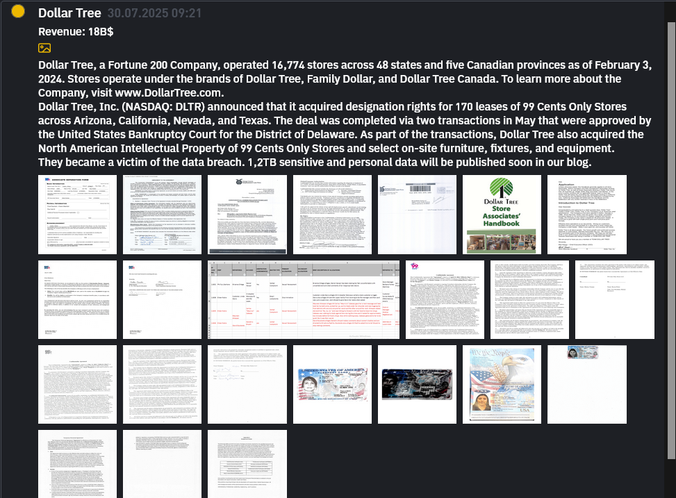 Dollar Tree成为INC RANSOM勒索软件的受害者