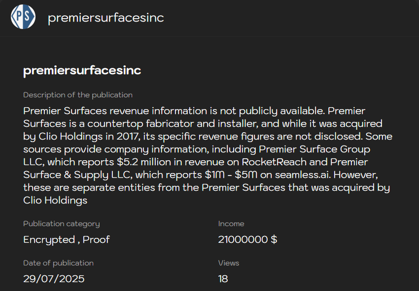 Premier Surfaces Inc成为LYNX勒索软件的受害者