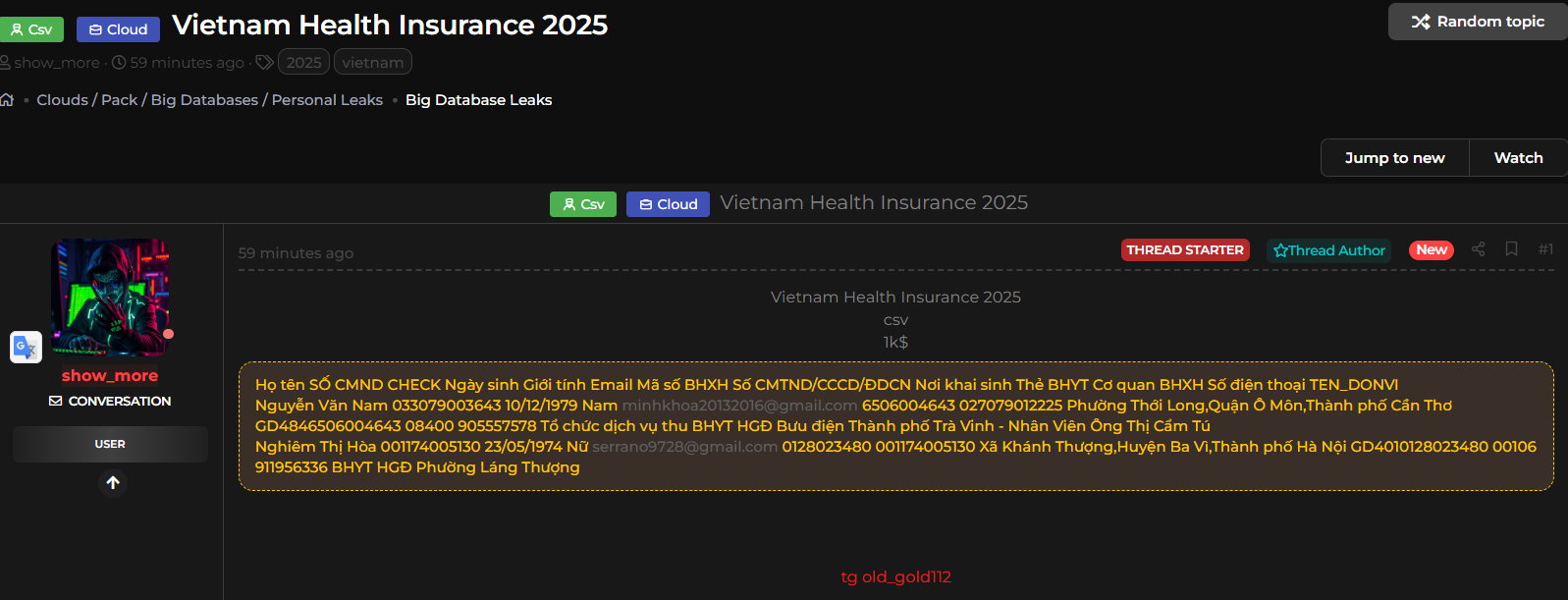 越南卫生insurance数据涉嫌泄露