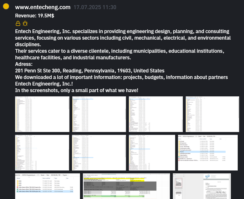 Entech Engineering和INC.成为INC RANSOM勒索软件的受害者