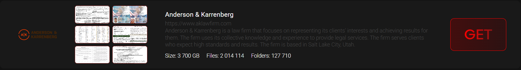 Anderson&Karrenberg,P.C.成为INTERLOCK勒索软件的受害者