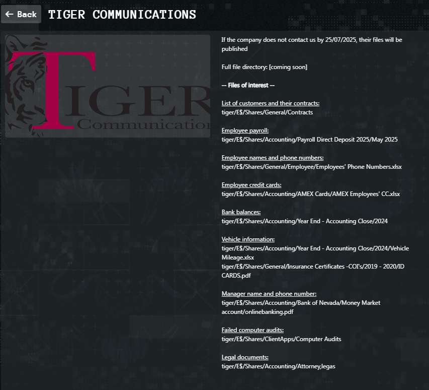 Tiger Communication成为Qilin勒索软件的受害者