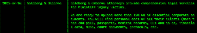Goldberg&Osborne成为Akira勒索软件的受害者