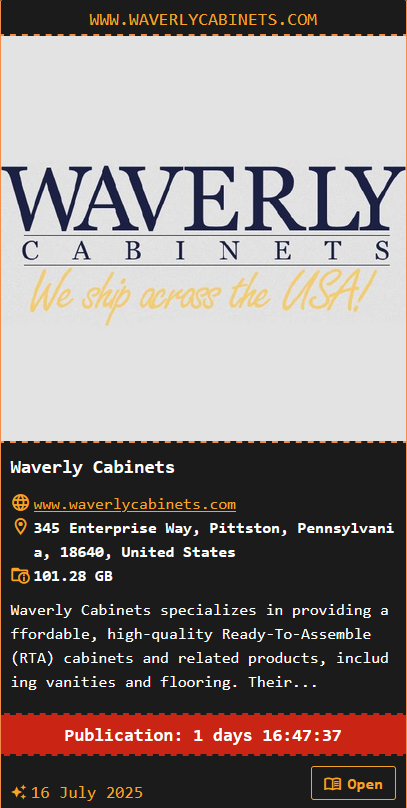 Waverly Cabinets成为Dragonforce勒索软件的受害者