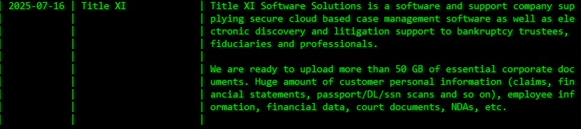 Title XI软件解决方案，Inc.成为Akira勒索软件的受害者