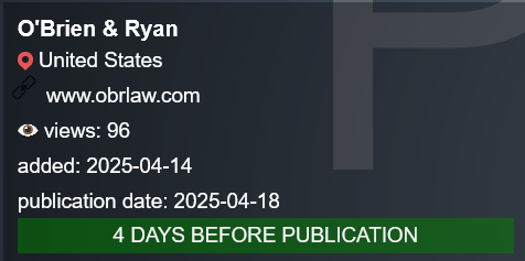 奥布莱恩&Ryan律师事务所成为PLAY勒索软件的受害者