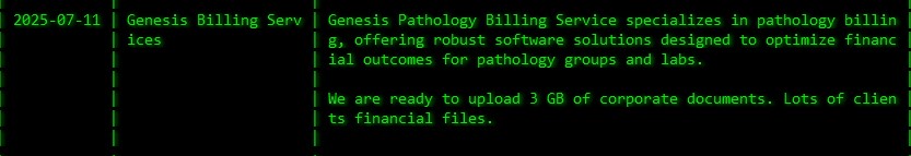 Genesis Pathology计费服务成为akira勒索软件的受害者