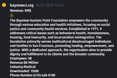 湾景猎人点基金会成为INC RANSOM勒索软件的受害者