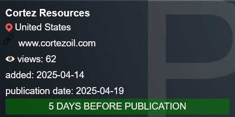 Cortez Resources，LLC成为PLAY勒索软件的受害者