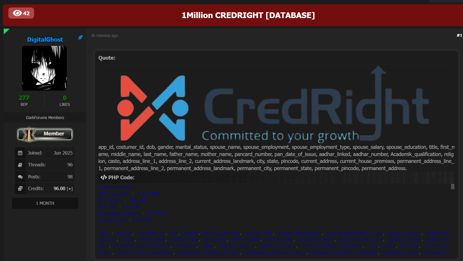 CREDRIGHT涉嫌数据外泄
