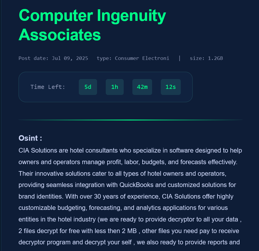 Computer Ingenuity Associates成为Nova勒索软件的受害者