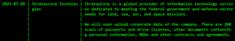 Stratas Corporation Inc成为akira勒索软件的受害者