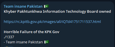 Team insane Pakistan针对开伯尔-普赫图赫瓦信息技术委员会网站
