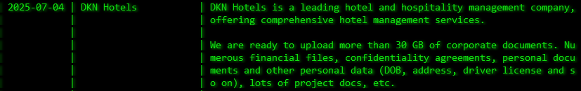 DKN Hotels成为akira勒索软件的受害者