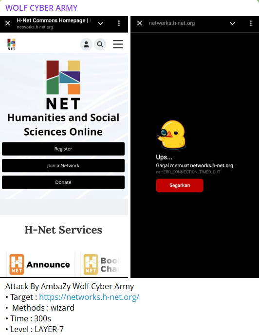 WOLF CYBER ARMY瞄准H-Net网站：人文社会科学在线