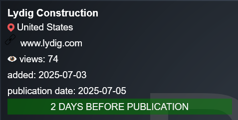 Lydig Construction成为PLAY勒索软件的受害者