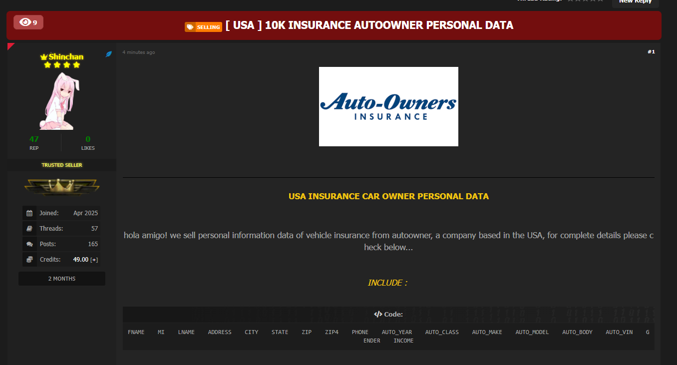 涉嫌出售车主Insurance集团的数据