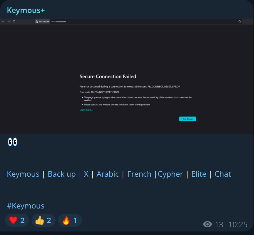 Keymous+瞄准Roblox公司网站
