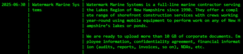 Watermark Marine Systems成为akira勒索软件的受害者