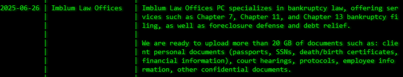 Imblum律师事务所PC成为akira勒索软件的受害者