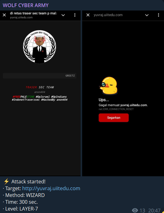 WOLF CYBER ARMY瞄准环球信息技术学院网站