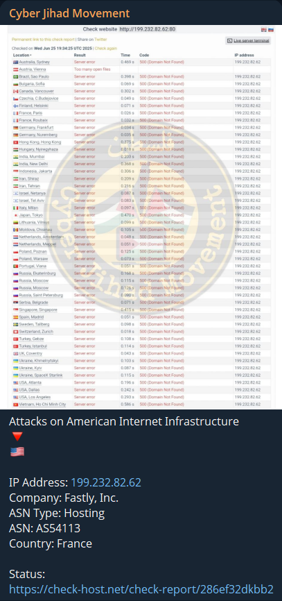 Cyber Jihad运动针对INC.Fastly网站