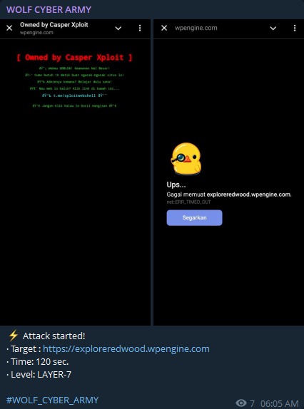 WOLF CYBER ARMY瞄准Explore Redwoods网站