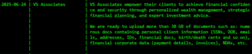 VS Associates，Inc成为akira勒索软件的受害者
