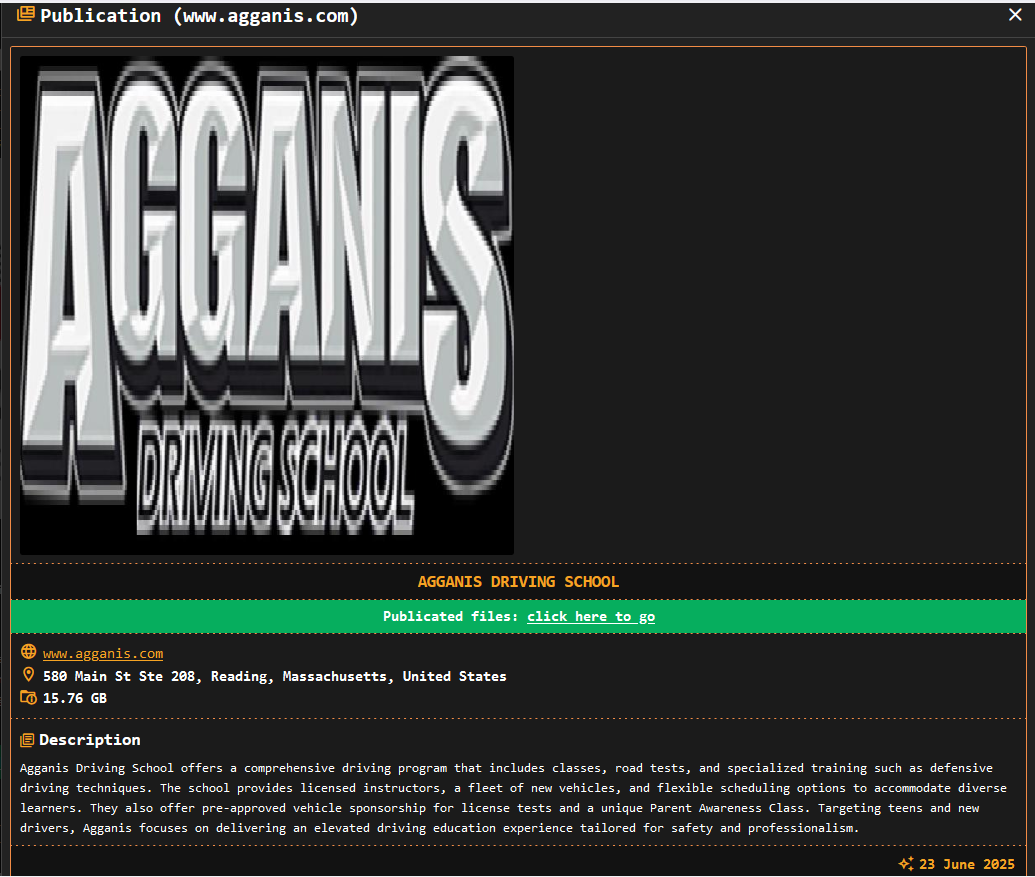 Agganis驾驶学校公司成为DragonForce勒索软件的受害者