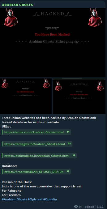 Arabian Ghosts瞄准erms.co.in网站