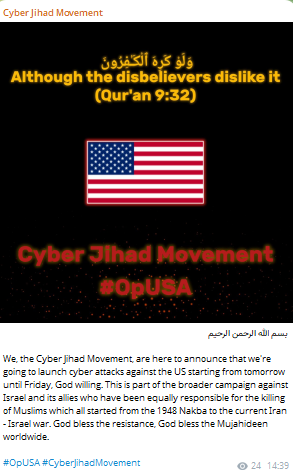 Cyber Jihad运动声称针对美国