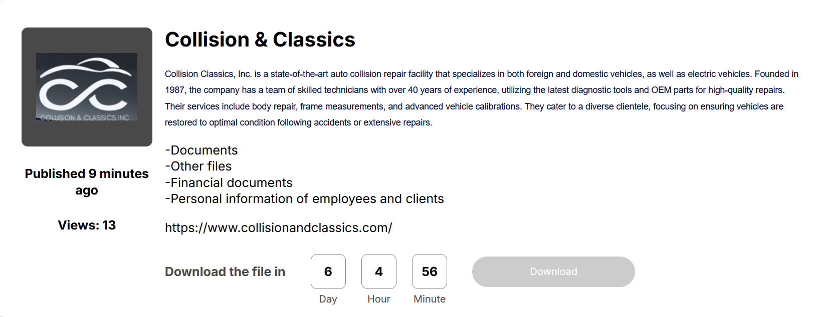 Collision&Classics成为Space Bears勒索软件的受害者