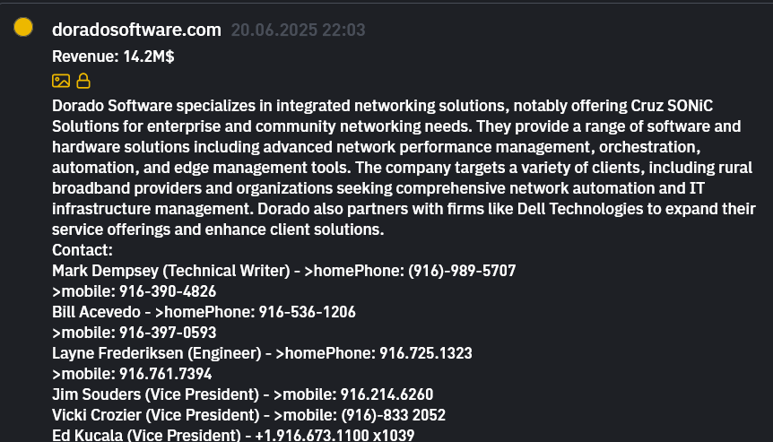 Dorado软件成为INC RANSOM勒索软件的受害者