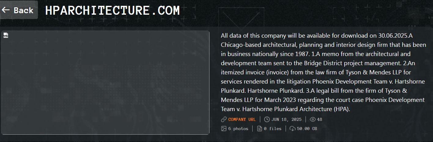 Hartshorne Plunkard Architecture成为Qilin勒索软件的受害者