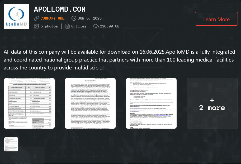 ApolloMD成为Qilin勒索软件的受害者