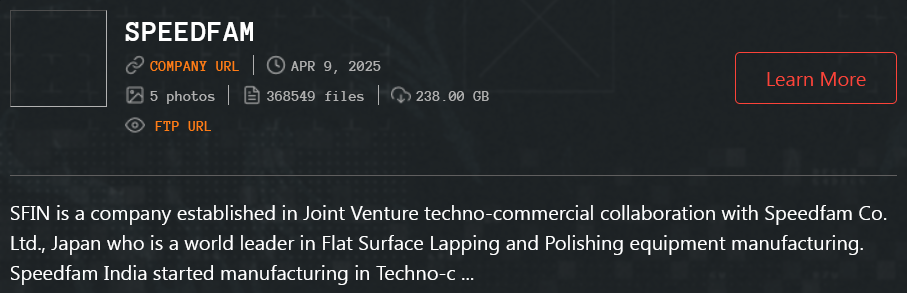Speedfam(I)Pvt.Ltd成为Qilin勒索软件的受害者