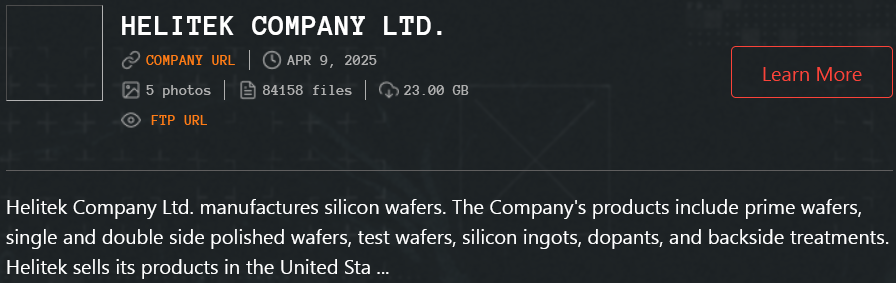 Helitek Company Ltd成为Qilin勒索软件的受害者