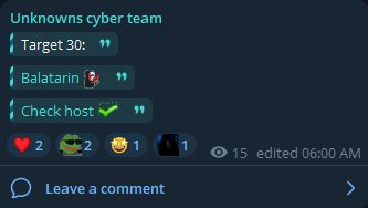 未知cyber团队瞄准巴拉塔林网站