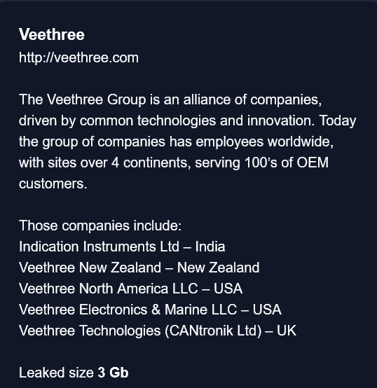 Veethree Group成为CHAOS勒索软件的受害者